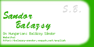 sandor balazsy business card